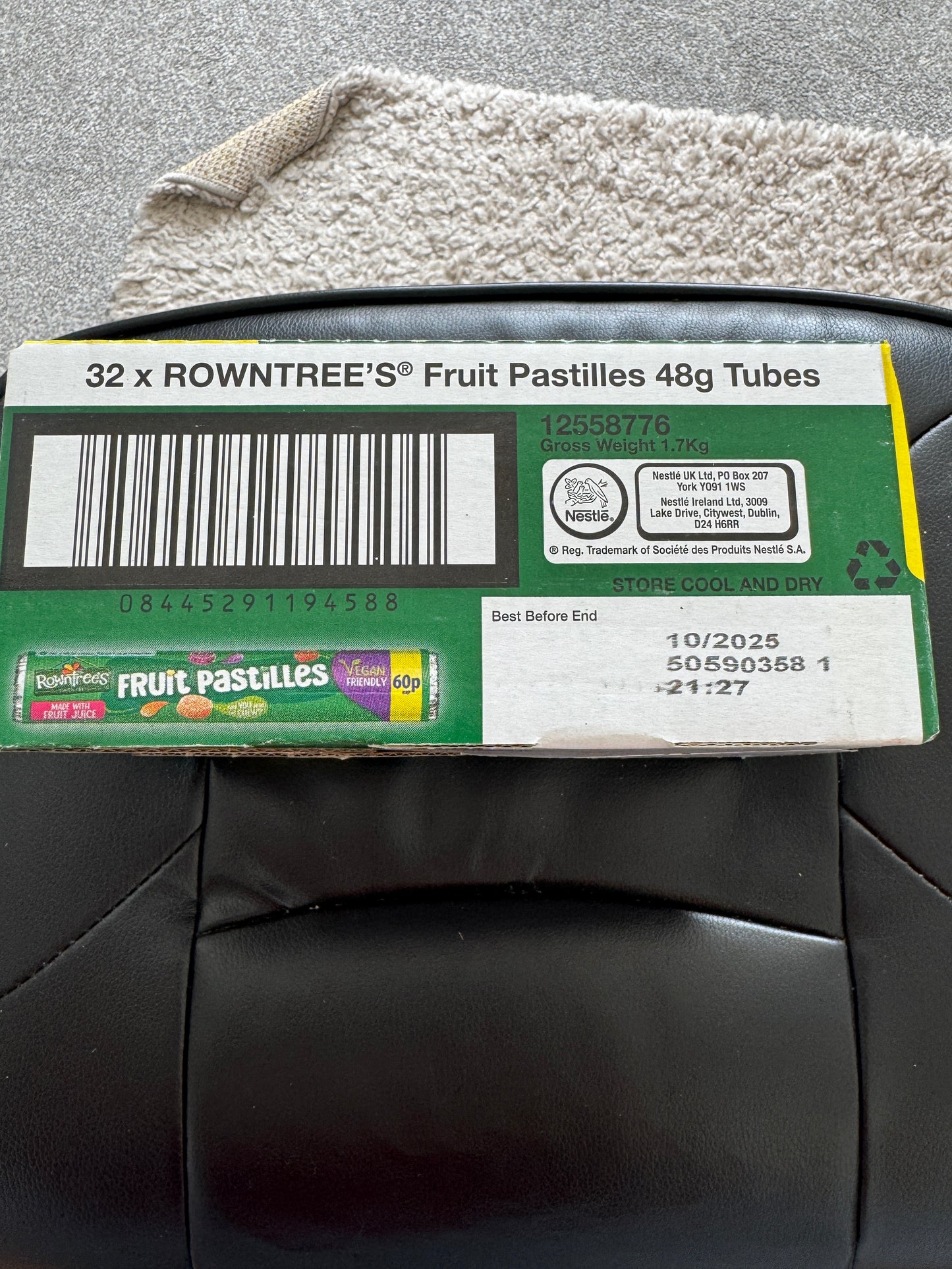 Rowntree's Fruit Pastels Box. 32 x 48g Tubes