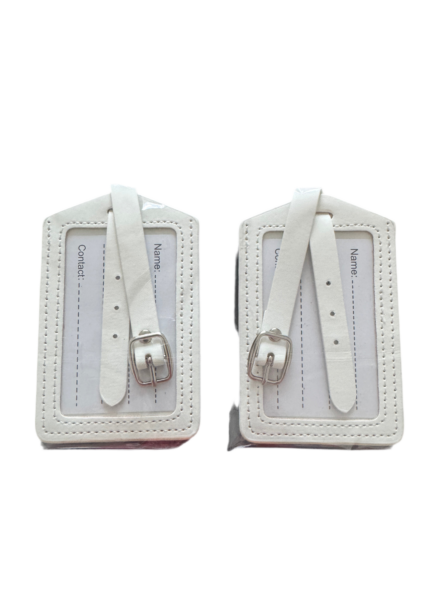PU Leather Luggage Tags in White x 2