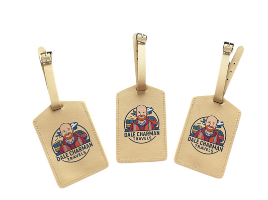 PU Leather Dale Charman Branded Luggage Tags X2